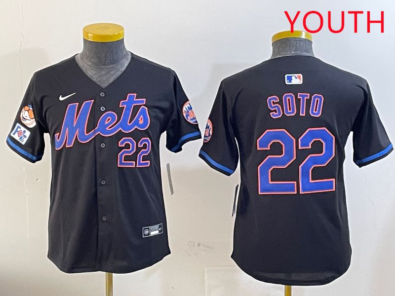 Youth New York Mets 22 Soto Black Game Fashion 2025 Nike MLB Jersey style 2
